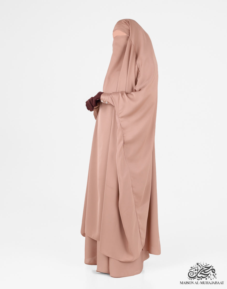 Two Piece Jilbab Haadiya with Snap Buttons - Rose Gold