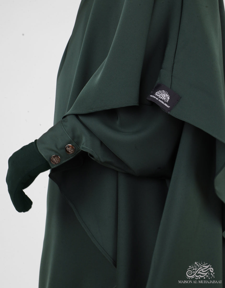 Bisht Abaya Naila with Snap Buttons - Dark Emerald