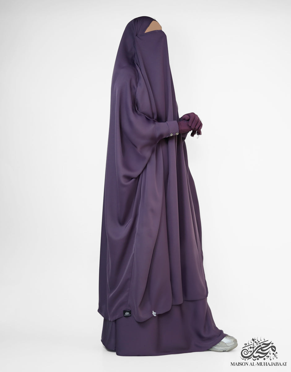 Two Piece Jilbab Haadiya with Snap Buttons - Dark Lilac