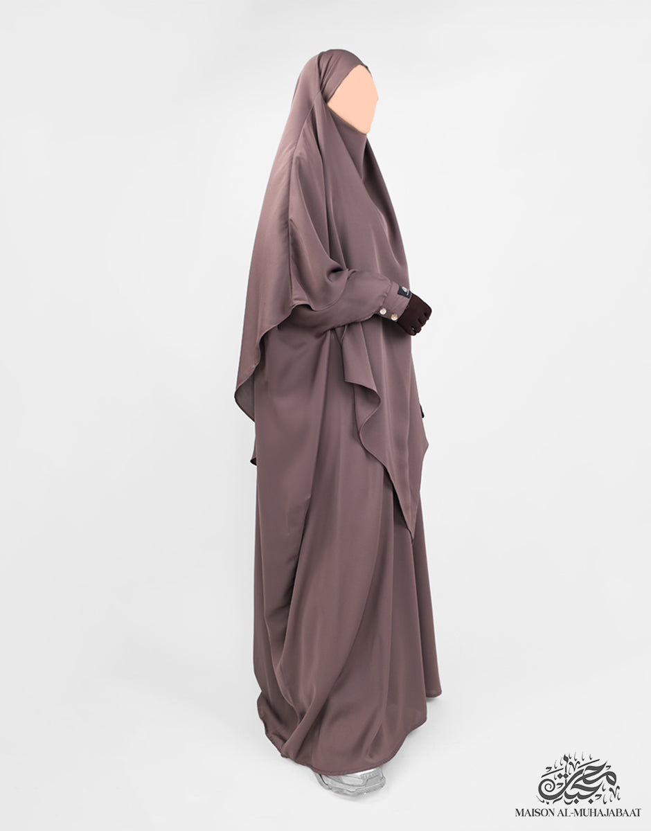 Bisht Abaya Naila with Snap Buttons - Dusky Mauve