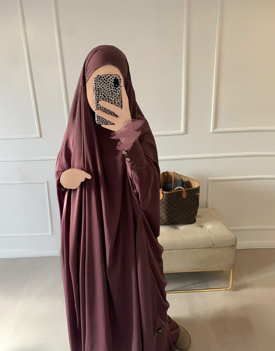 Two Piece Jilbab Haadiya with Snap Buttons - Dusky Pink