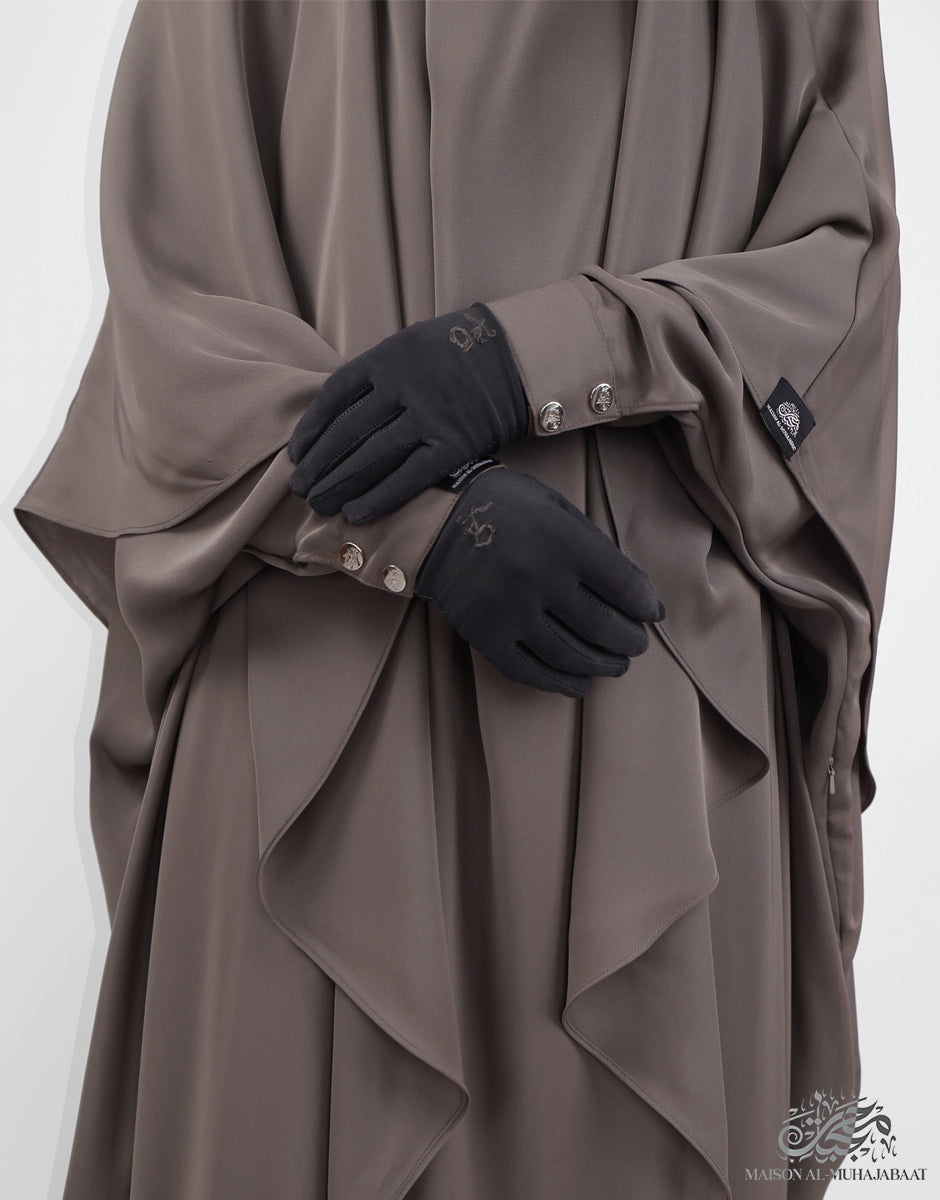 Bisht Abaya Naila with Snap Buttons - Greige