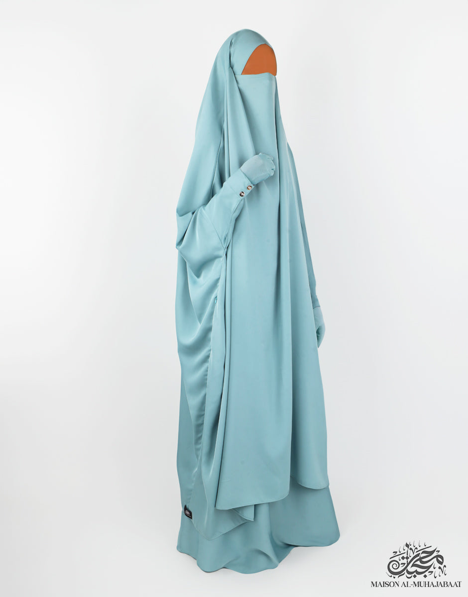 Two Piece Jilbab Haadiya with Snap Buttons - Light Blue