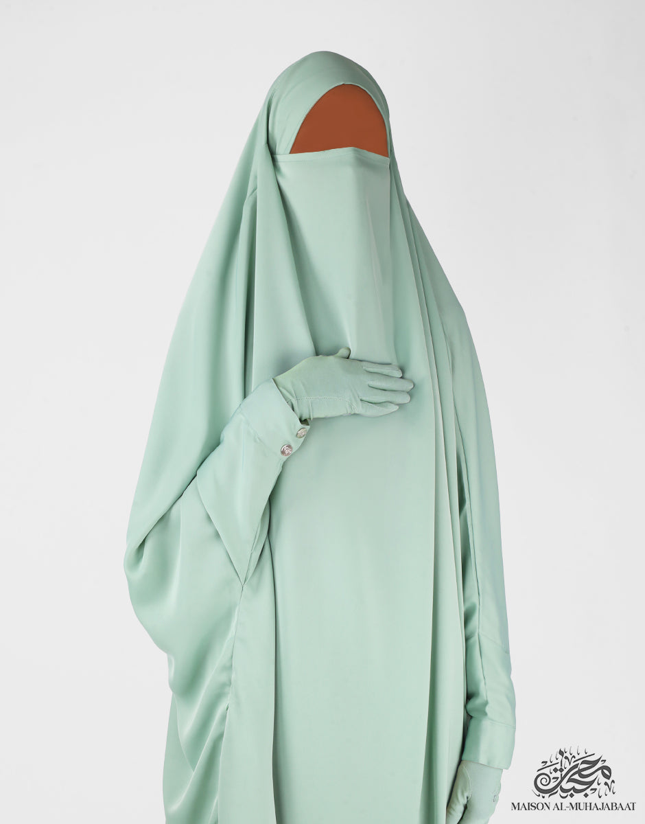 Two Piece Jilbab Haadiya with Snap Buttons - Mint