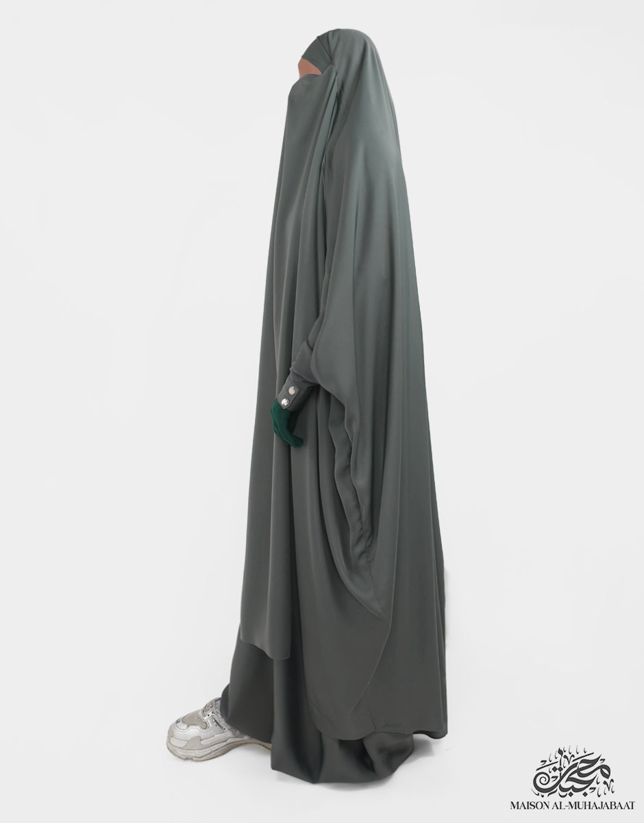 Two Piece Jilbab Haadiya with Snap Buttons - Sage Green