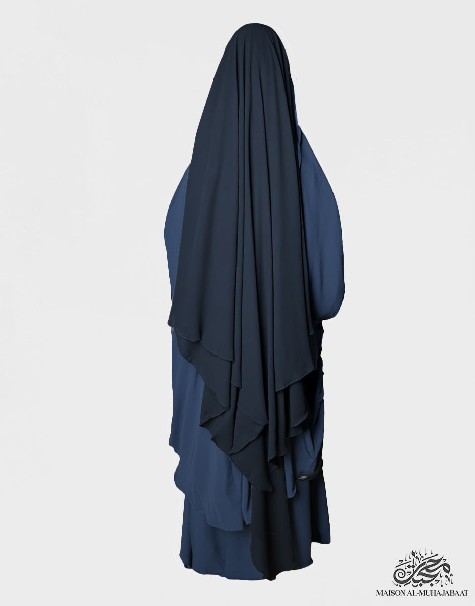 Three Layer Diamond Flap Niqab - Black