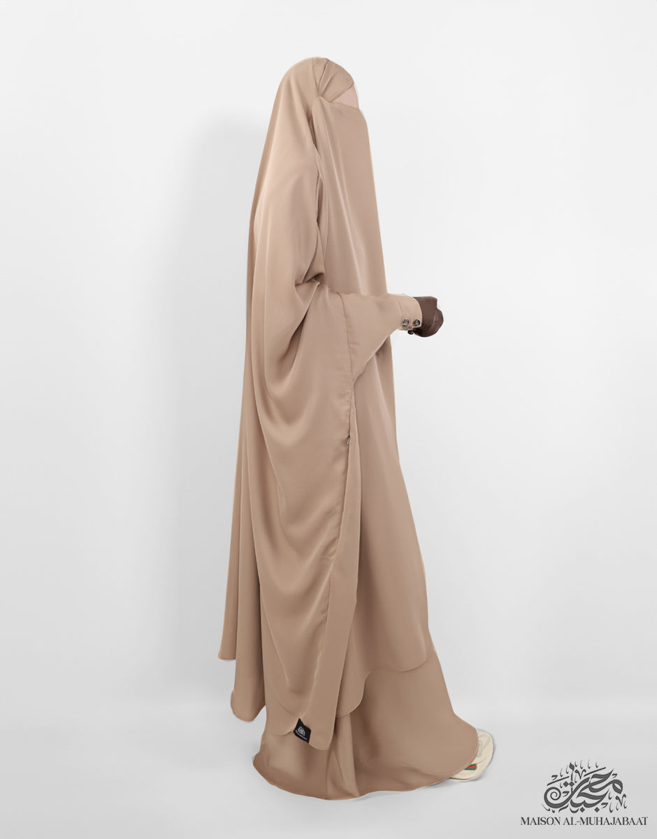 Two Piece Jilbab Haadiya with Snap Buttons - Beige