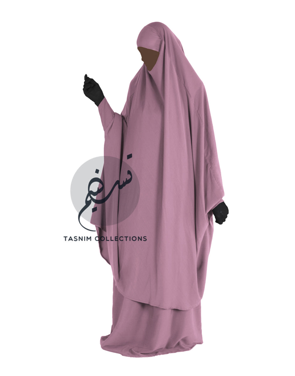 2 Piece Jilbab with Snap Buttons Hanifah MW Dark Blue - Tasnim Collections