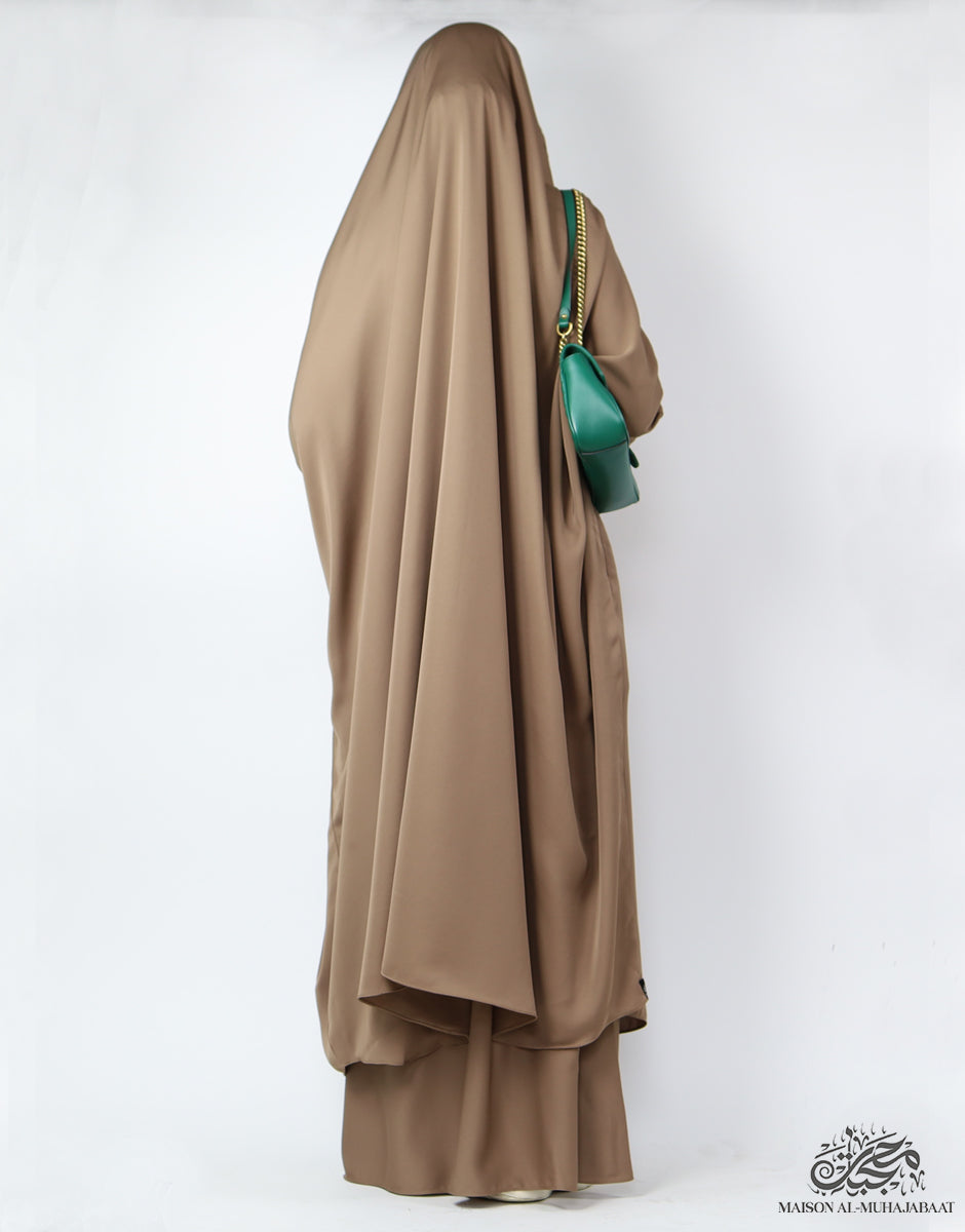Two Piece Jilbab Haadiya with Snap Buttons - Nude