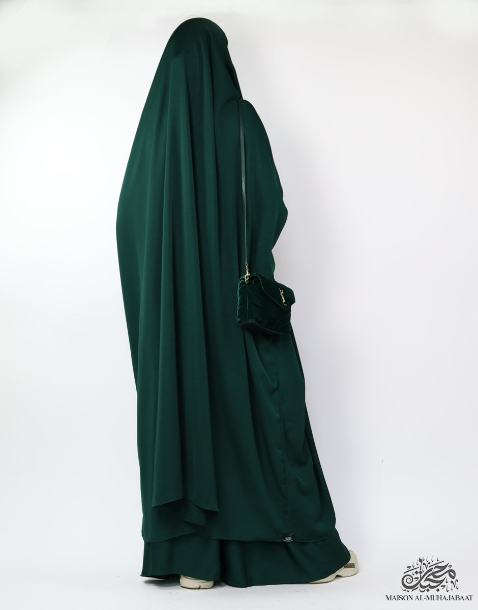 Two Piece Jilbab Haadiya with Snap Buttons - Teal Green