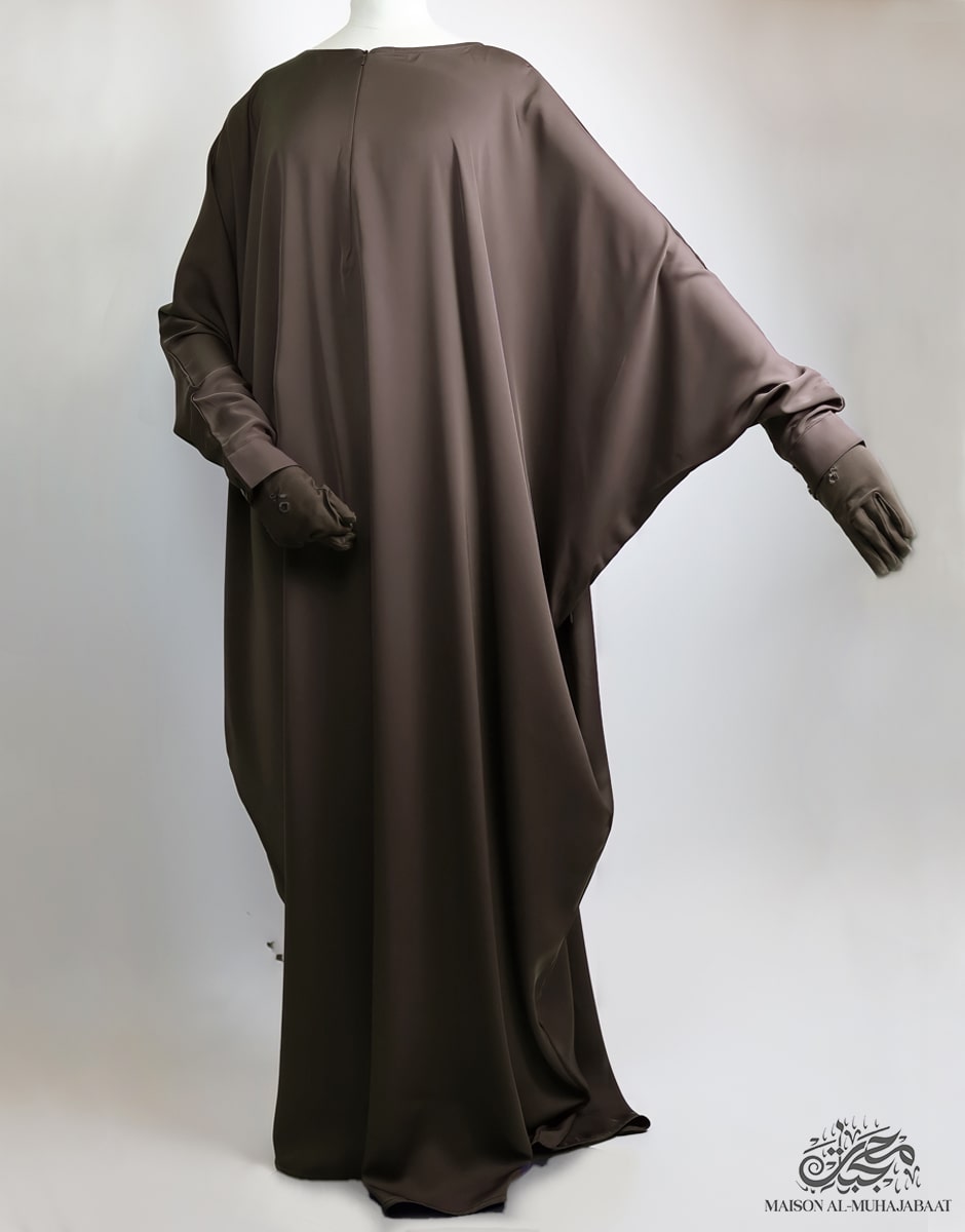 Bisht Abaya Naila with Snap Buttons - Taupe Brown