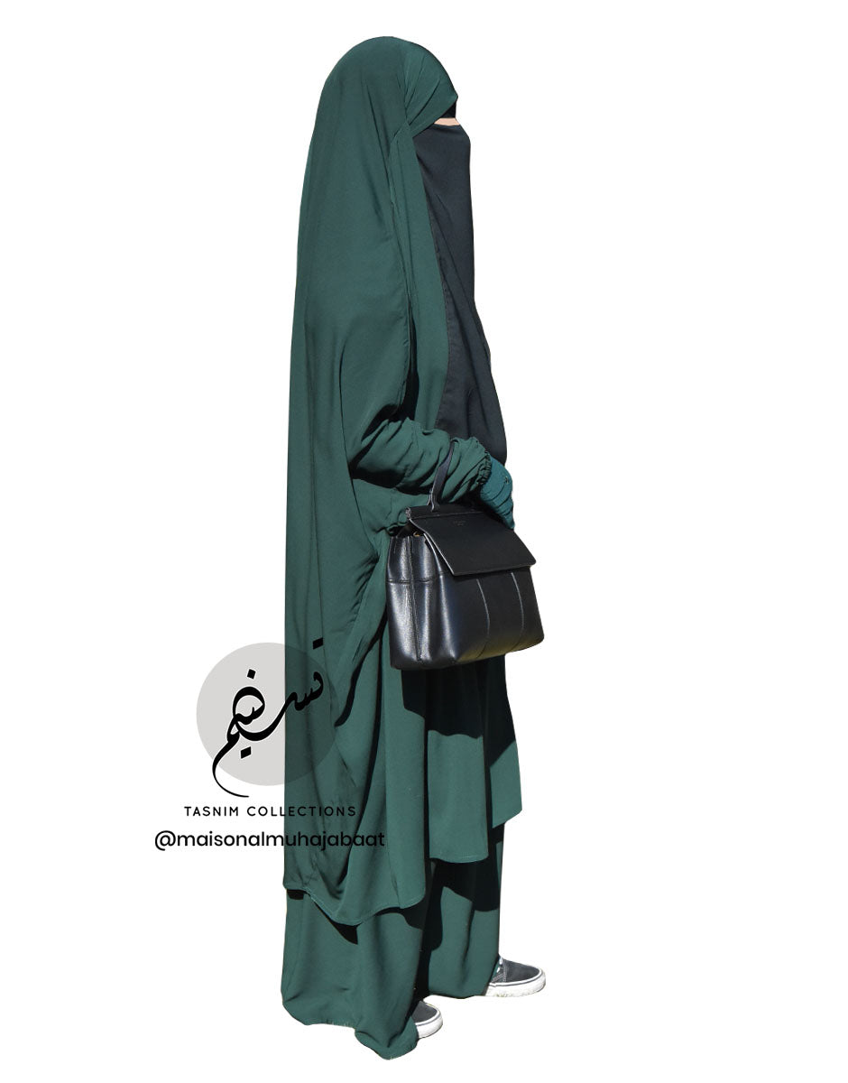 Two Piece Jilbab Asiya Dark Emerald Jilbab - Tasnim Collections