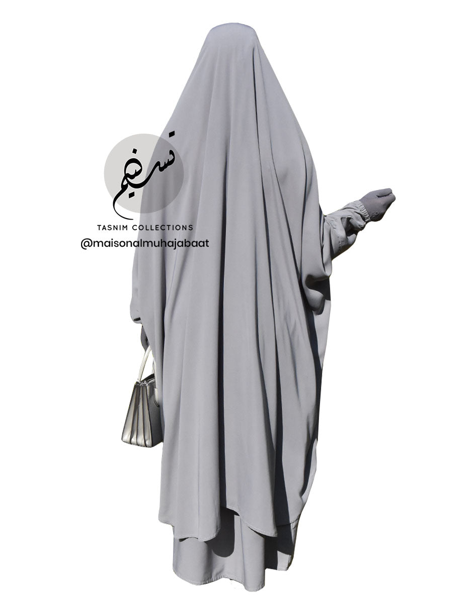 Two Piece Jilbab Asiya Light Grey - Tasnim Collections